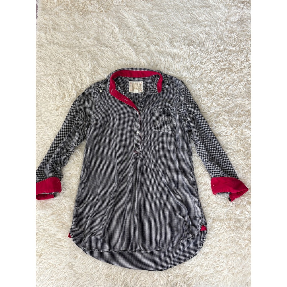 Victoria's‎ Secret Tunic Top Small Gingham Plaid Shirt Dress Red Trim